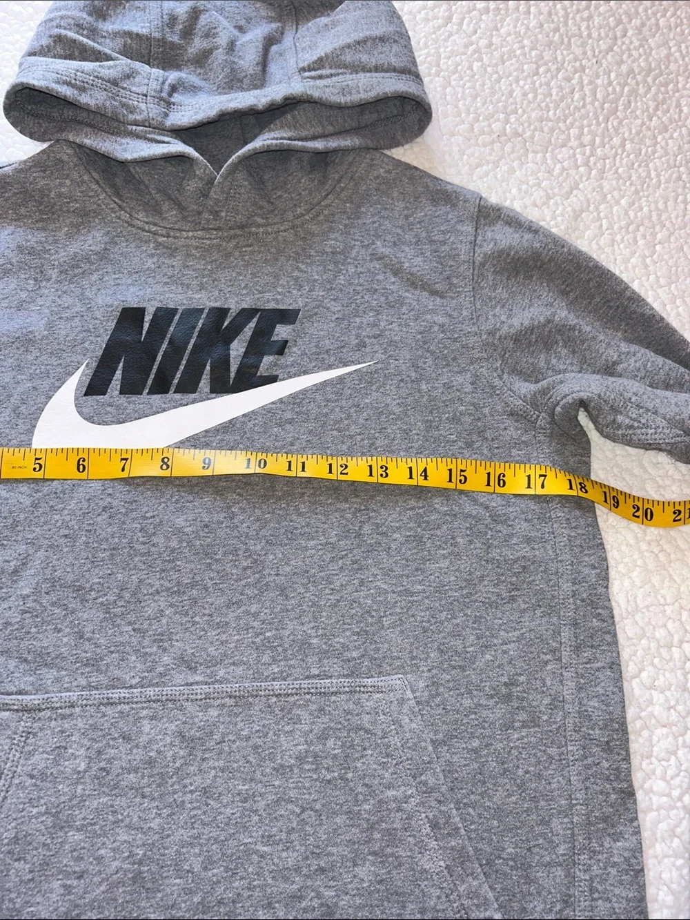 Nike Gray Pullover Hoodie with White Swoosh and Black NIKE Text